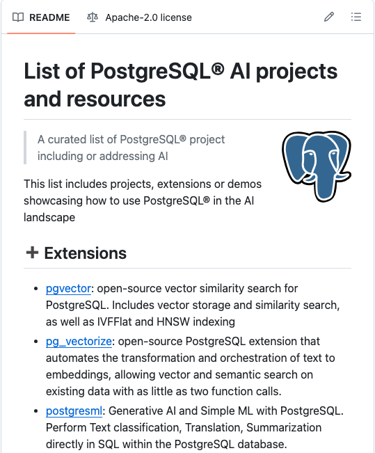 image from List of PostgreSQL® AI Projects and Resources